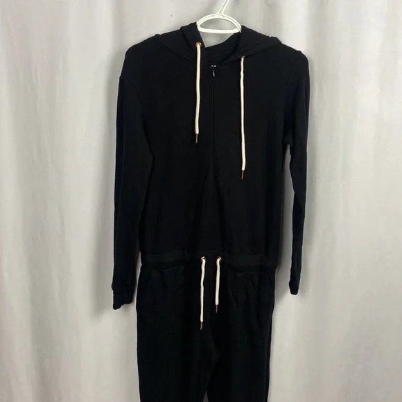 MONROW Revolve Supersoft Fleece Hooded Jumpsuit - Black - Size Small - Picture 4 of 16